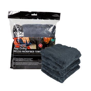 HAPPY ENDING EDGELESS MICROFIBER TOWELS, BLACK 3 pack