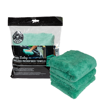 HAPPY ENDING EDGELESS MICROFIBER TOWELS, GREEN 3 pack