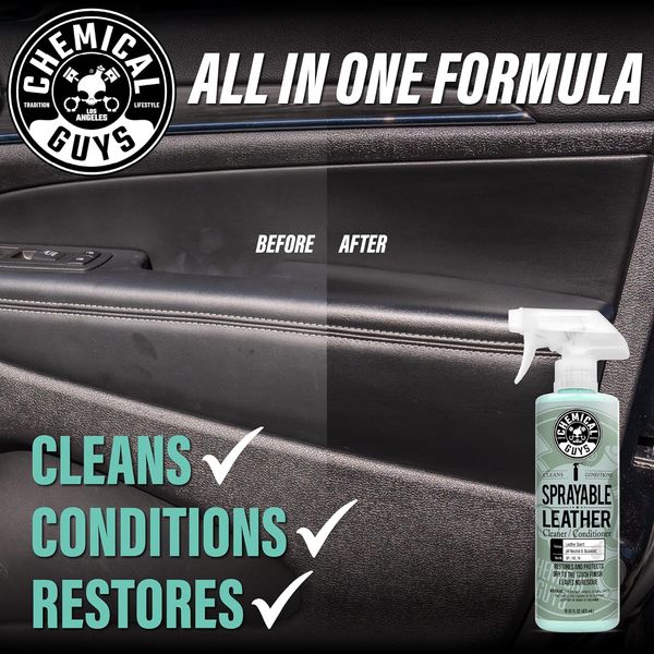 ОЧИСТИТЕЛЬ И КОНДИЦИОНЕР ДЛЯ КОЖИ АВТО 2 В 1 SPRAYABLE LEATHER CLEANER & CONDITIONER IN ONE - 473мл