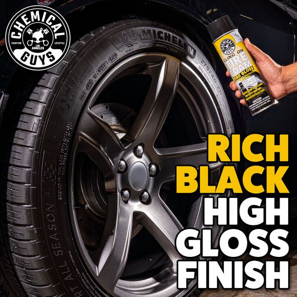 CLING ON TIRE FOAM HIGH GLOSS 3 IN 1 CLEANER, PROTECTANT, & DRESSING